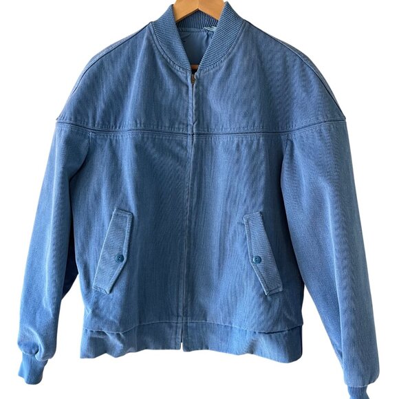 Sears Vintage Mens Jacket Size Medium Blue Corduroy Bomber Pockets Casual